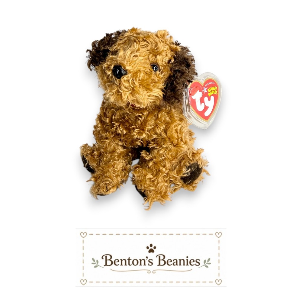 Tunnels the Dog Ty Beanie Baby | Curly Terrier Companion 🐾 | Mint Heart Tag ⭐